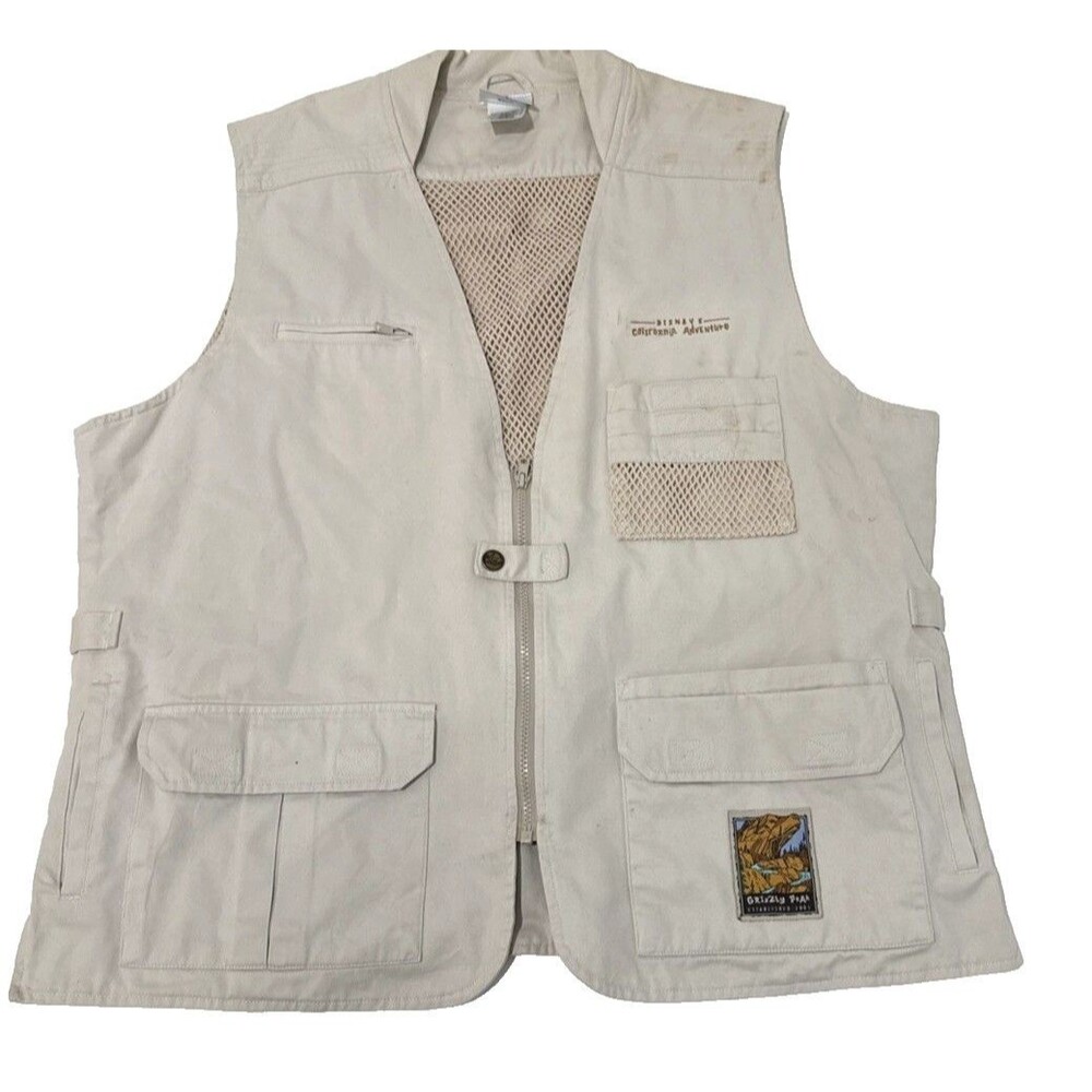 Disney California Adventure Grizzly Peak Fishing Vest Multi Pockets Size Large